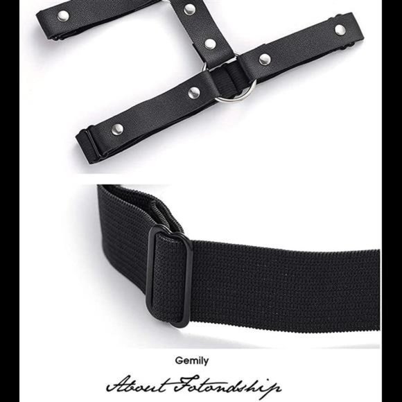 Gemily Punk Waist Chain Belt Black Leather Leg Harness Party Body Chain Rave main image 5